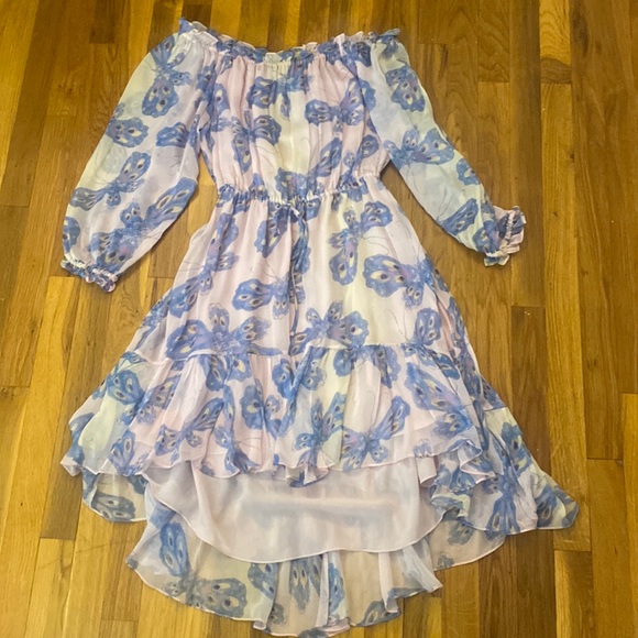 Diane Von Furstenberg Dresses & Skirts - Diane Von Furstenberg Women’s Pink High Low Dress With Blue Butterflies Size 12